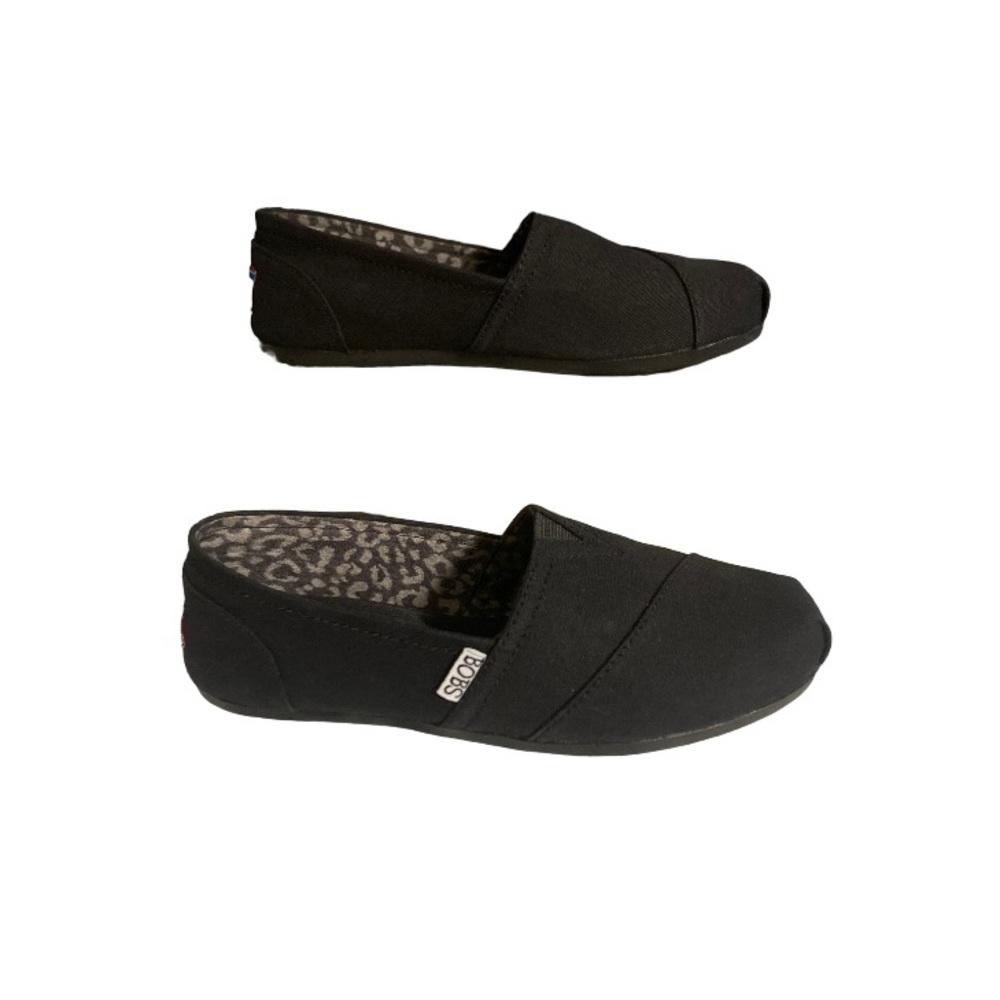 BOBS Skechers Women's Plush Peace and Love Flats Shoes Black, 6 Wide Fit